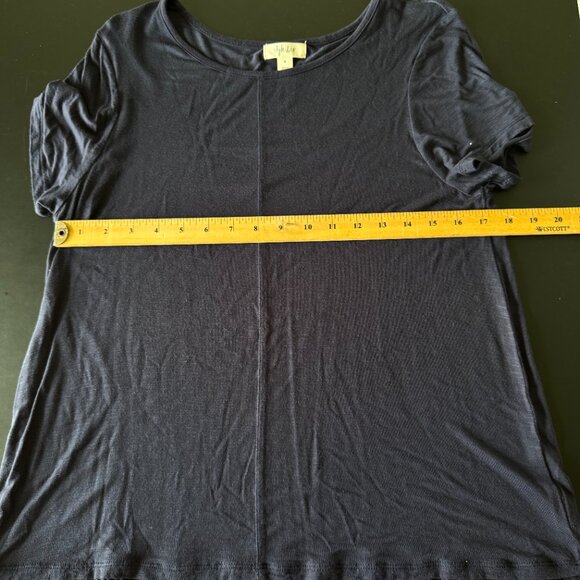 Style & Co Ruffle Hem Top Navy Size M – Casual Soft Short Sleeve Tee - Picture 5 of 5